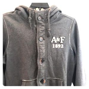 Abercrombie & Fitch Grey Button Up Hoodie